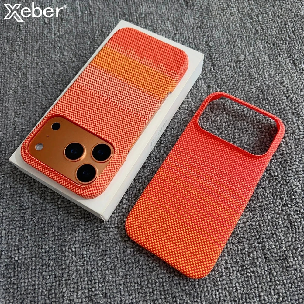 Thin Line Patterns Carbon Fiber For Magsafe Magnetic Case For iPhone 17 16 Plus 15 Pro Max 14 13 12 Frameless PC Bumper Cover