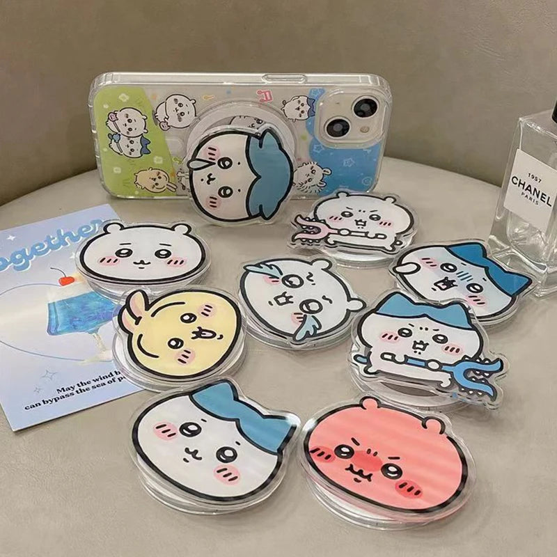 yiji Cartoon Mobile Phone Holder Magnetic ハチワレ うさぎ for IPhone Wireless Charging Box Holder Cute Decoration