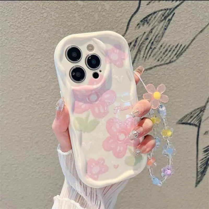 Tulip Flower Chain Case For Samsung Galaxy A17 A16 A36 A26 A56 A55 A35 A25 A15 A07 A06 A32 A50S A51 M16 cover Bracelet