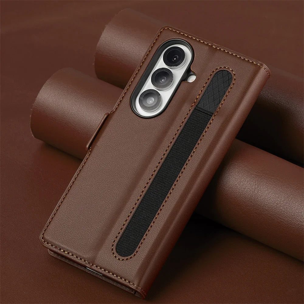 PU Leather Phone Case Wallet for Samsung Galaxy Z Fold with Pen Slot And Card Holder Compatible with Z Fold 7 6 5 4 3