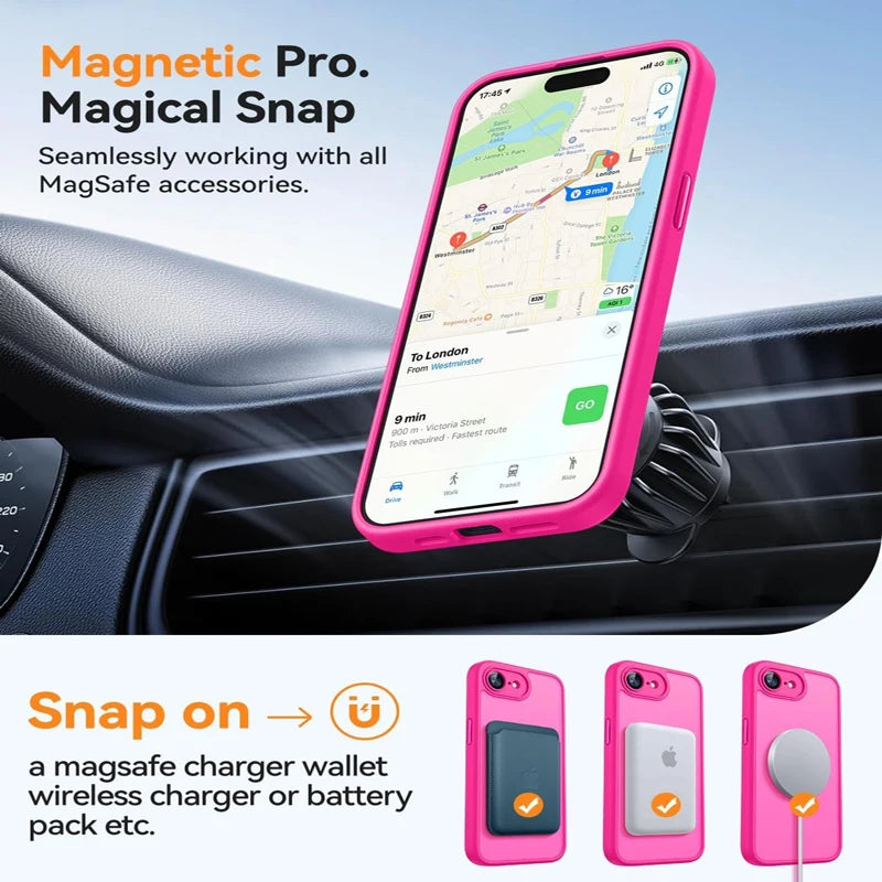 Luxury Matte Hard Case For iPhone 17E 16E 17 16 15 14 13 12 11 Pro Max iPhone17e iPhone16e for Magsafe Charge Translucent Cover