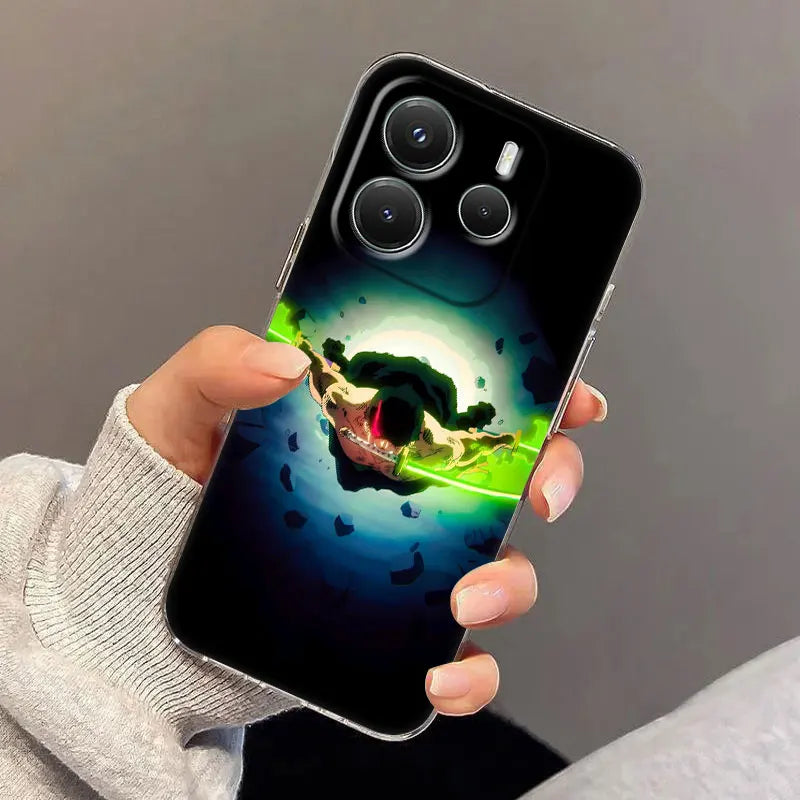 Anime Ones P-Piece Zoro Case For Xiaomi Redmi Note 15 14 13 12 11 10 Pro Plus 5G Cover For Redmi 15C 15 14C 13C Clear Phone Case