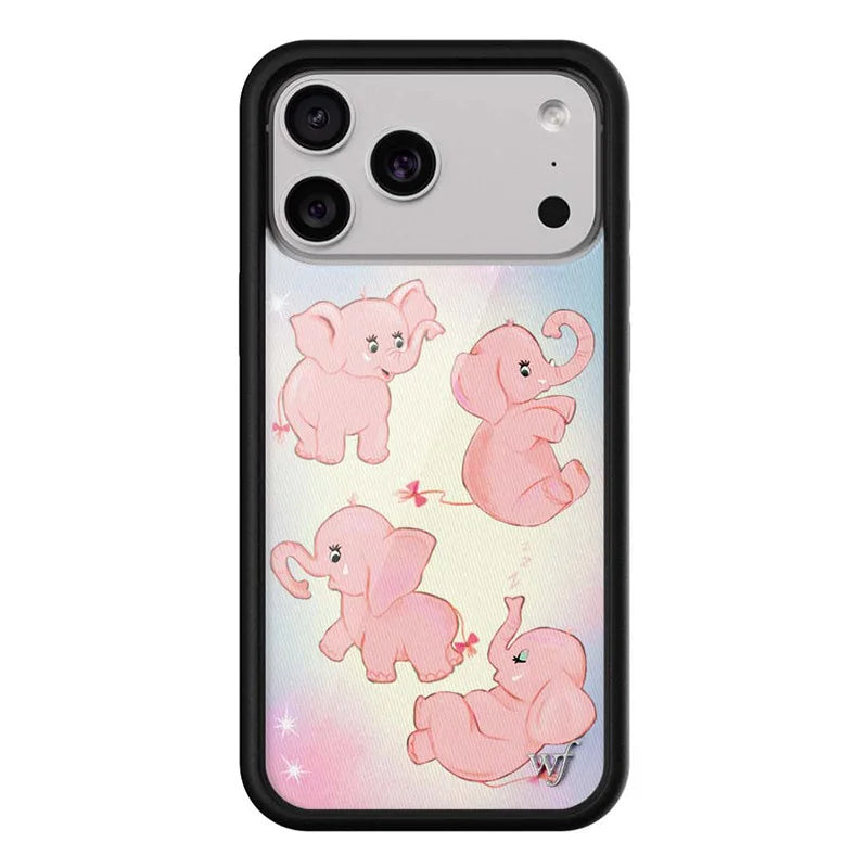 Wildflower INS Pink Elephants Phone Case for iPhone 16 13 12 11 14 15 17Pro Max Plus Cute long nose baby elephant wf Cover﻿﻿﻿﻿﻿﻿
