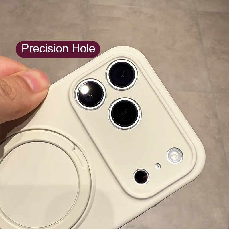 Origina Metal Magnectic Stand Holder Case For iPhone 17 Air 16 15 14 13 12 11 Pro Max Plus Magsafe Liquid Silicone Soft Cover
