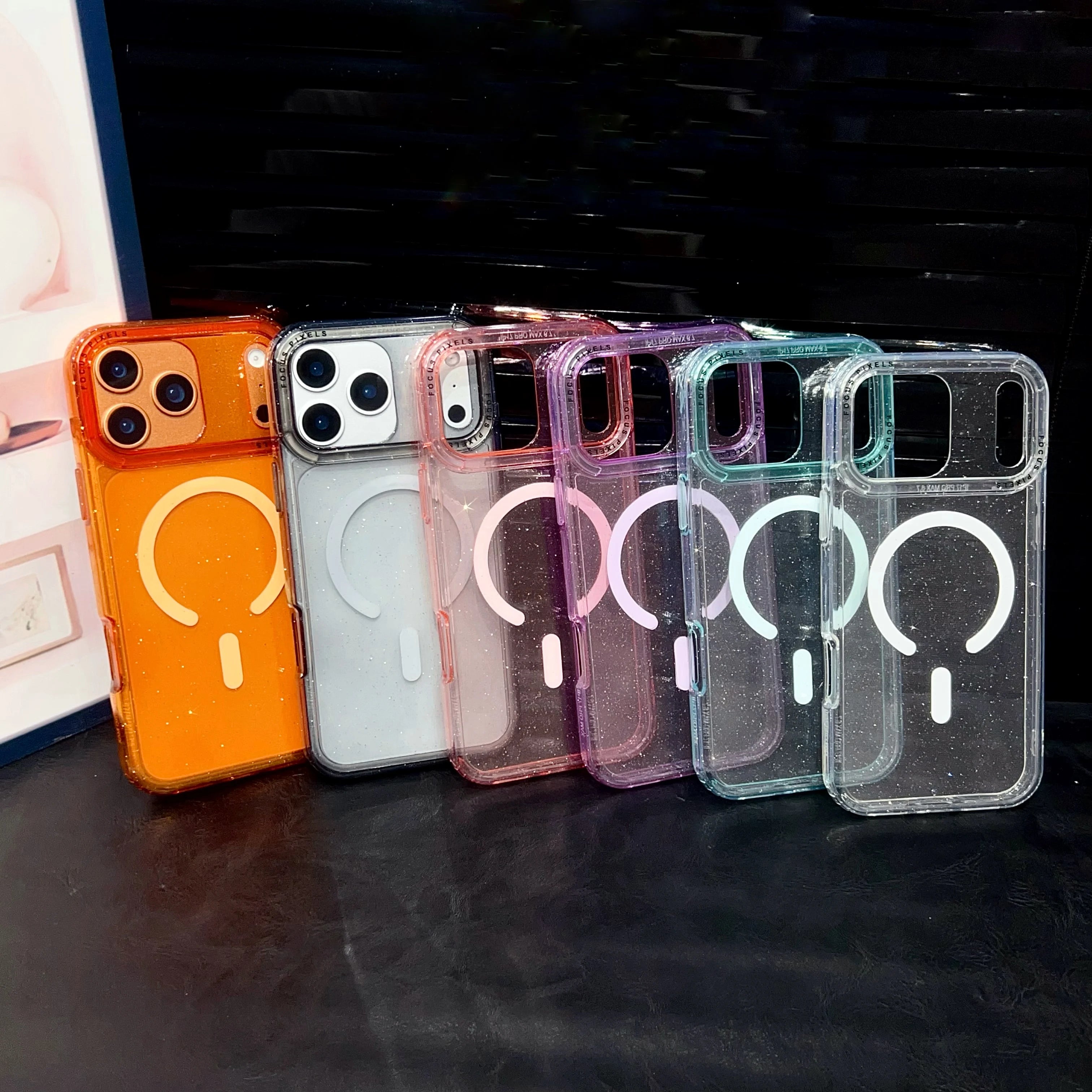 Sparkling Glitter For Magsafe Magnetic Phone Case For iPhone 17 16 15 14 13 Pro Max Clear Hard Acrylic Wireless Charging Cover