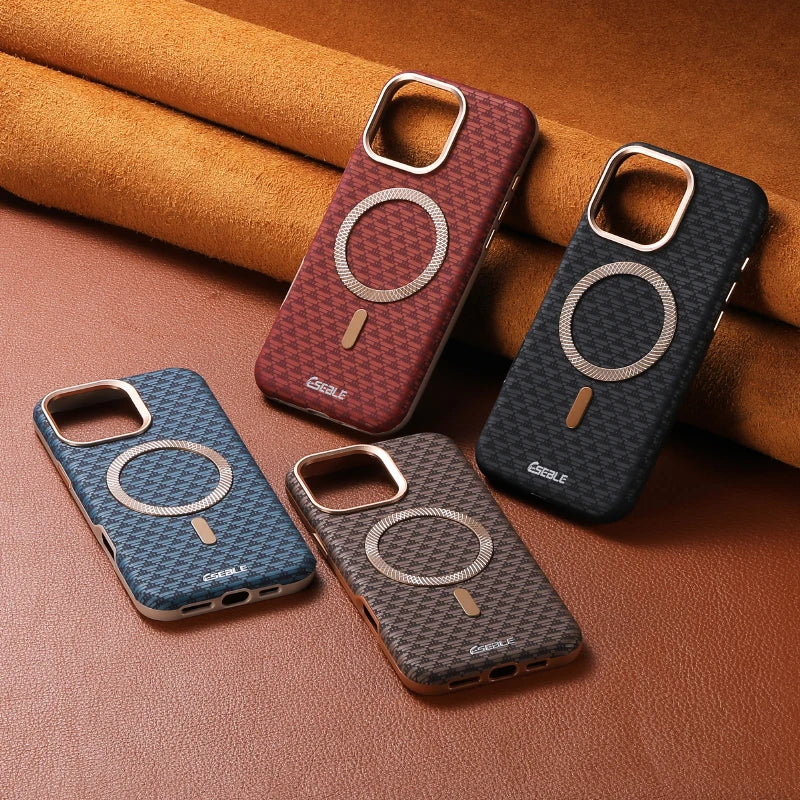 For Magsafe Magnetic Luxury Solid Color Triangle Pattern Phone Case for iPhone 17 Pro Max 15 13 14 16 Pro Max Bumper Back Cover