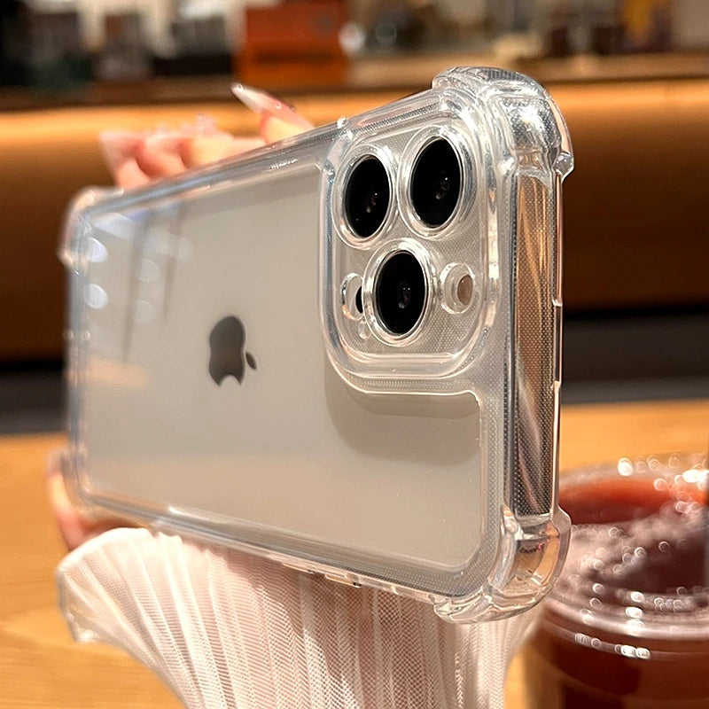 Luxury Shockproof Transparent Case For iPhone 17 Air 16 15 14 13 12 11 Pro Max 16E 7 8 Plus Bumper Cases Cover