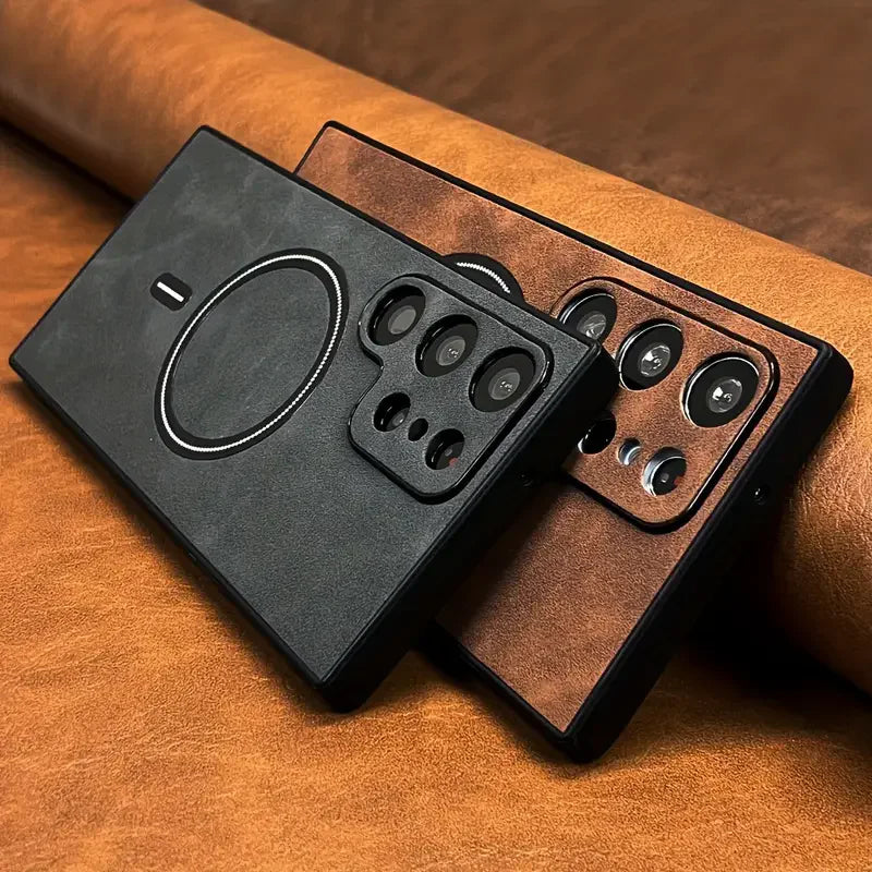 Luxury Leather Magnetic Case For Samsung Galaxy S26 S25 S24 S23 S22 S21 Ultra Plus FE Note 20 S 24 23 For Magsafe Wireless Cover