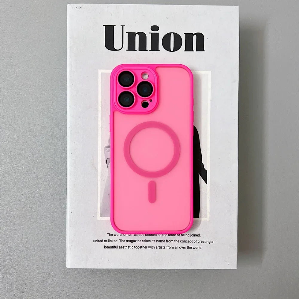 Magnetic Luxury Matte Translucent Armor Shockproof Case For iPhone 16 15 14 13 11 12 Pro Max For Magsafe Wireless Charge Cover