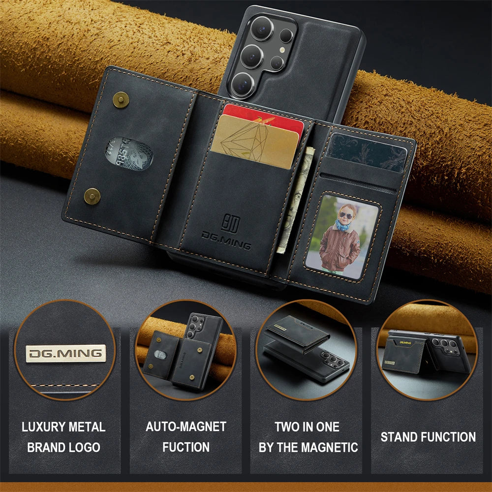 2 in 1 Detachable Magnetic Card Pocket Wallet Leather Case for Samsung Galaxy S26 S25 Ultra S23 S24 S22 Plus Note 20 Cover Shell