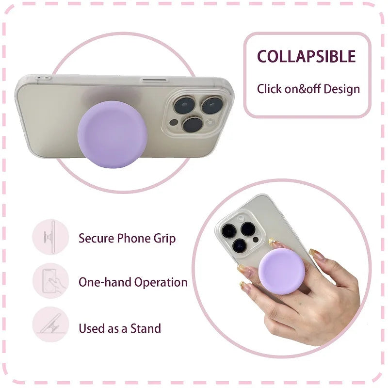 Silicone Round Phone Grip Stand Holder Pocket Socket Griptok Foldable Finger Ring Phone Stand for Mobile Phone Samsung