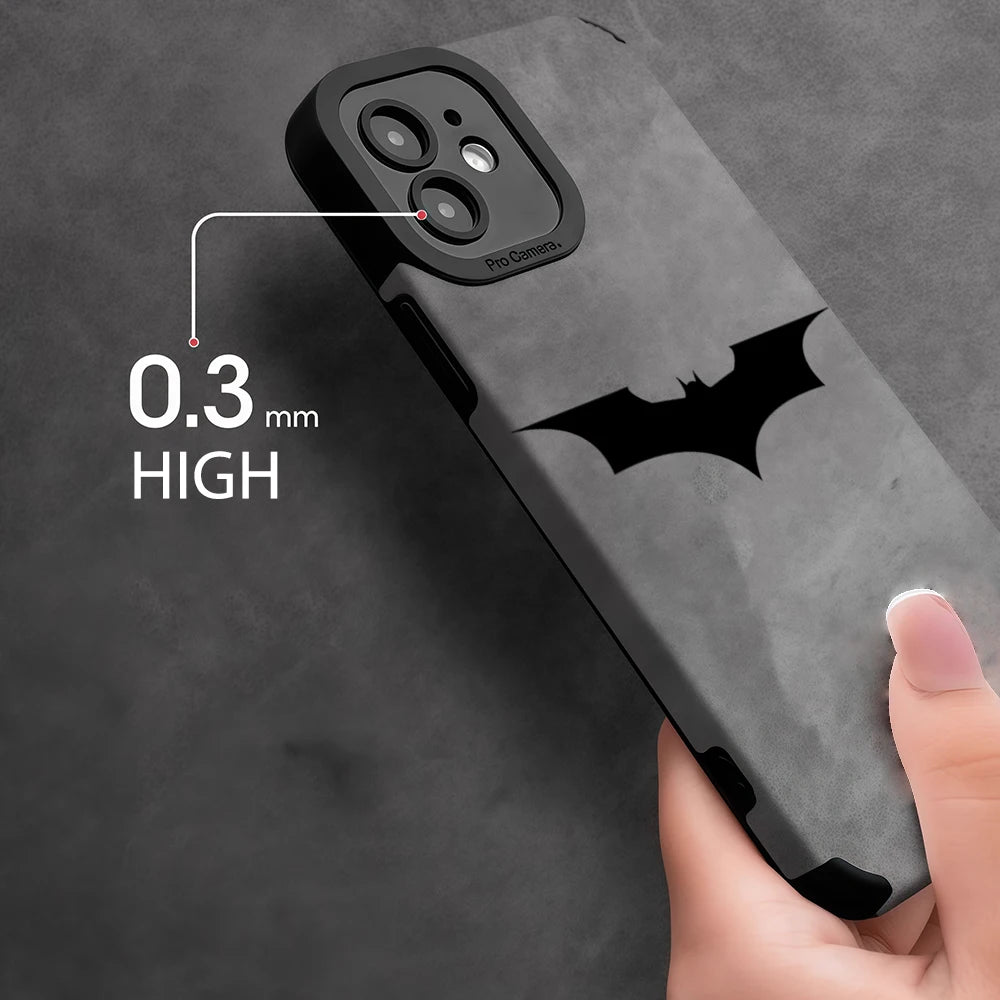 Luxury Leather Lambskin Shockproof Phone Case for IPhone 17 16 Pro Max Air 15 14 13 Max Black B-BatmanS Classic