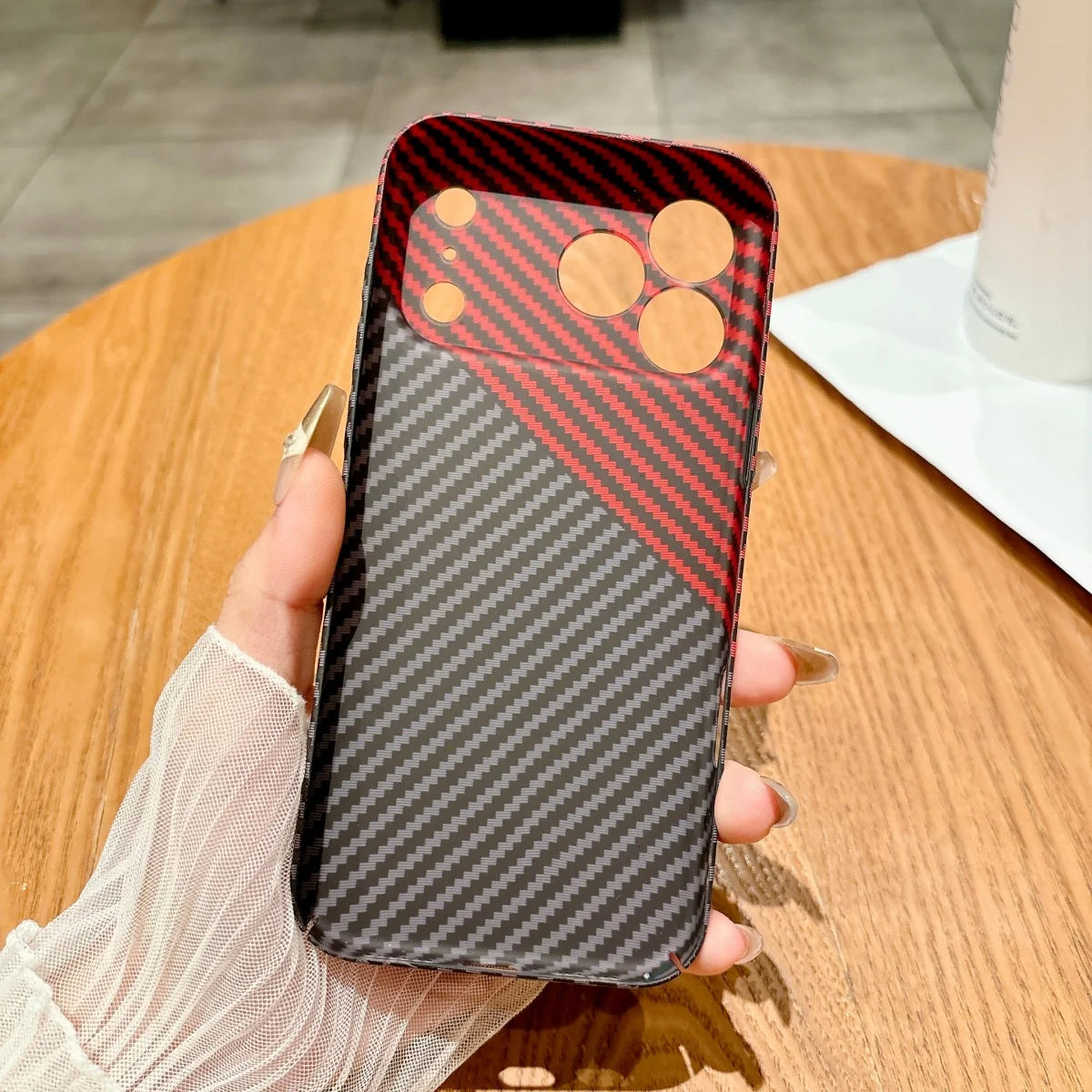 Slim Carbon Fiber Kevlar Texture Hard Plastic Phone Case For iPhone 17 Air 16 15 14 13 12 11 Pro Max Plus Shockproof Armor Cover