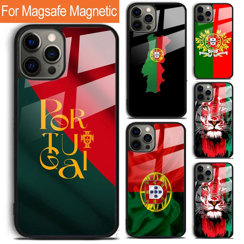 Portugal Flag Phone Case For iPhone 17 Air 16 15 14 12 Pro Max Plus Magsafe Magnetic Wireless Charging Cover