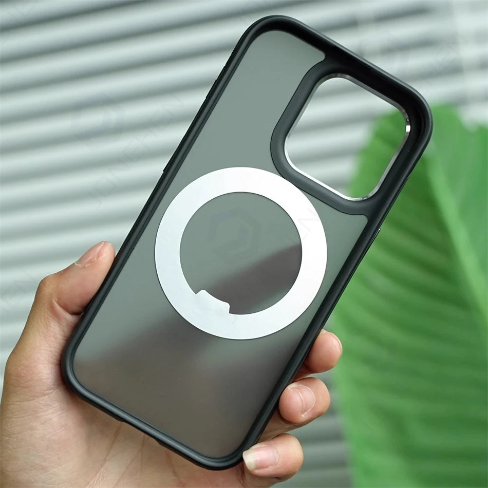 360° Rotation Ring Stand Magnetic Case For iPhone 13 14 15 16 17 Pro Max 16E Matte Military Shockproof Armor Cover For Magsafe