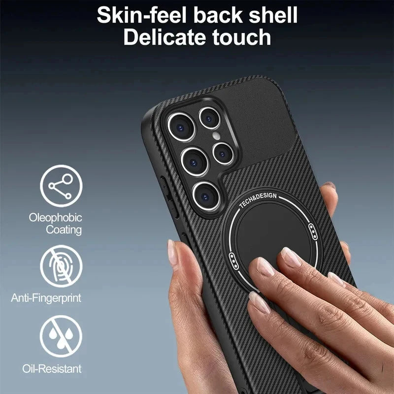 Carbon Fiber Invisible Stand Magnetic Protective Case，Applicable to Samsung Galaxy S26 S25 Ultra Edge S24 Plus A56 A17 A26 A16 A