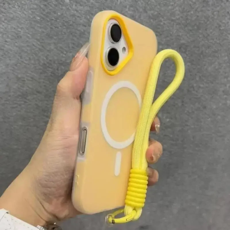 Luxury Soft With lanyard Silicone For Magsafe Case for iPhone 17 16 15 14 13 12 Pro Max Plus Air Wireless Charge Magnetic Cover