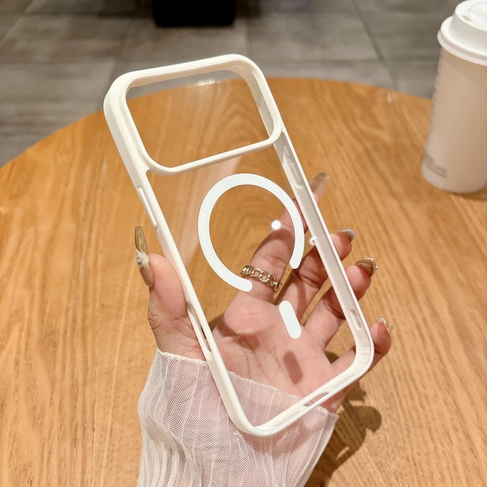 New Transparent Magnetic For Magsafe Wireless Charge Case For iPhone 17 Pro Max Air 16 15 14 Plus 13 12 11 Pro Max 16E 17E Cover