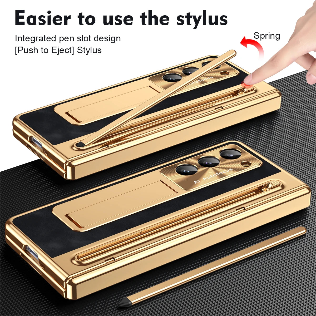 With Touch Pen For Samsung Galaxy Z Fold 7 6 5 Case Hinge Armor Shockproof Magnetic Kickstand 360 Full Protection Folding Cover