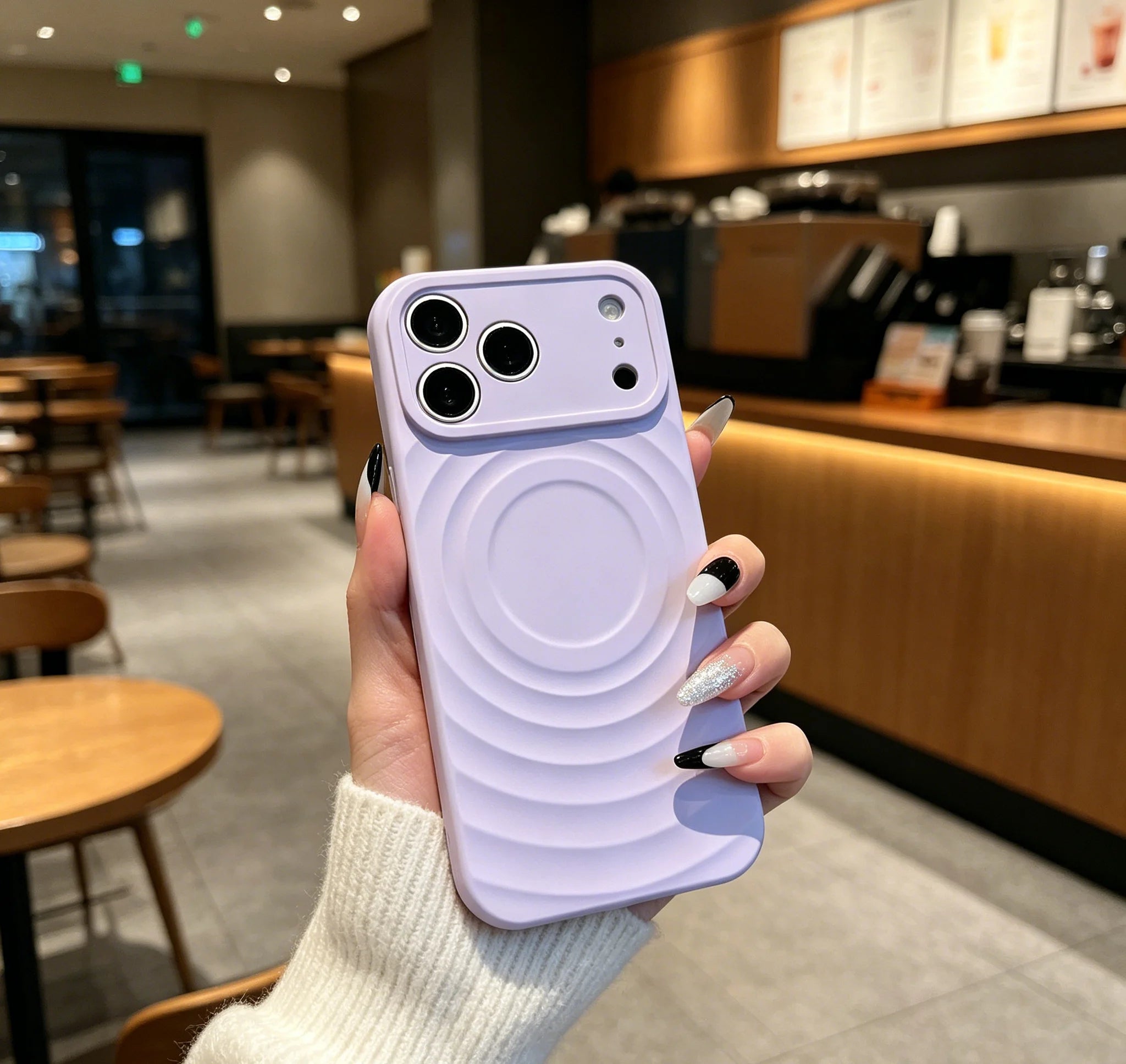 AI Button Liquid Silicone Water Ripple Pattern Candy Phone Case For iPhone 17 16 15 14 Pro Max For Magsafe Magnetic Charge Cover