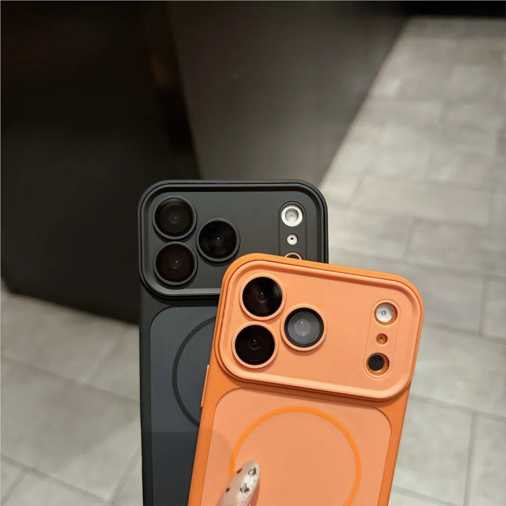 Rugged Armor Bumper Shockproof Matte Case for iPhone 17 16 15 14 Plus 13 Pro Max For Magsafe Magnetic Capa Lens Protection Cover