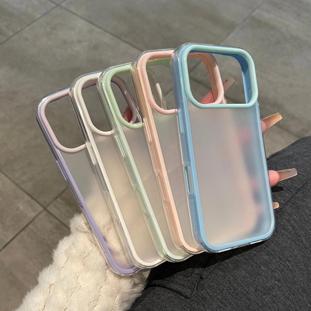 Luxury Candy 2IN1 Matte Translucent Phone Case For iPhone 17 Air 16 15 14 13 Pro Max Plus Fundas Shockproof Hard PC Back Cover