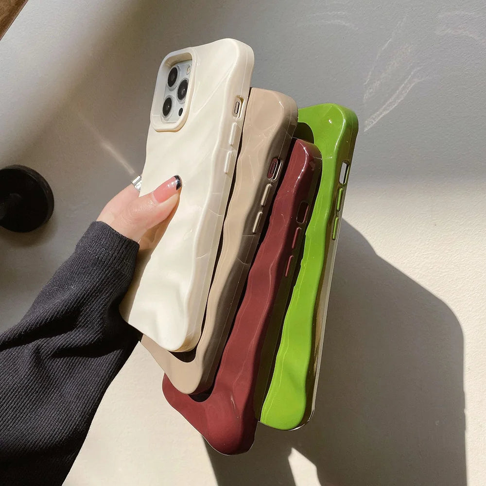 Fashion Soft Water Ripple Wavy Phone Case For iPhone Air 17 16 15 14 13 11 12 Pro Max Shockproof Protective Soft Silicone Cover