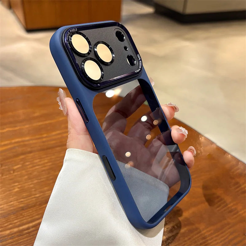 High-end Metal Camera Ring Case for iPhone 17 Pro Max，17 Pro，Smoke Black Translucent Cover with Acrylic Military Shockproof