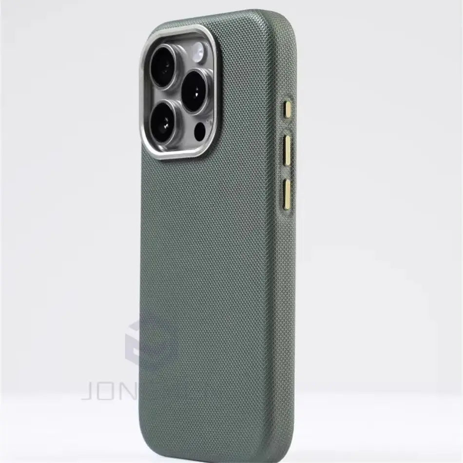 Luxury Diamonds Texture For Magsafe Leather Case For iPhone 13 14 15 16 17 Pro Max Alloy Lens Wireless Charge Accessories Cover