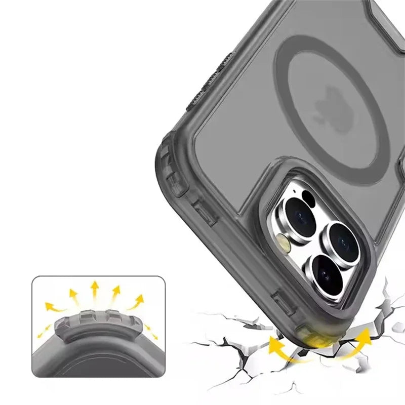 3 in 1 Magnetic Heavy Duty Armor Case for Magsafe IPhone 17 Air 16 15 14 13 12 Pro Max Plus 16Pro IPones Macsafe Cover Accessory