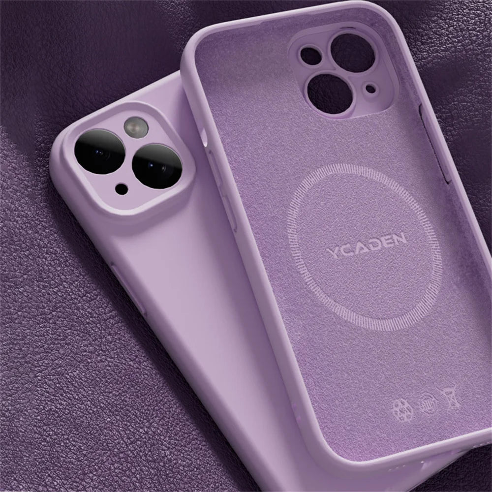 Liquid Silicone Case for iPhone 16 ProMax 15 Pro 14Pro Max 13 12 11 Magnetic wireless charging Soft Skin Smooth Cover Bumper