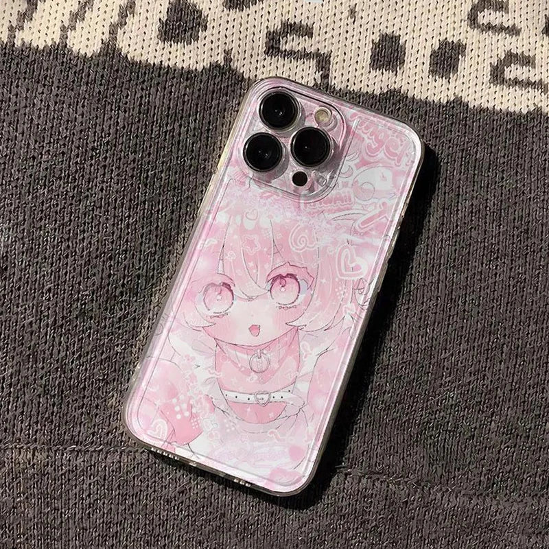 Luxury Cute Pink Loli Girl Soft Case Protection Phone Case For iPhone 17 Air 12 13 14 15 16 11 Pro Max XS XR 8 Plus Kawaii Cover