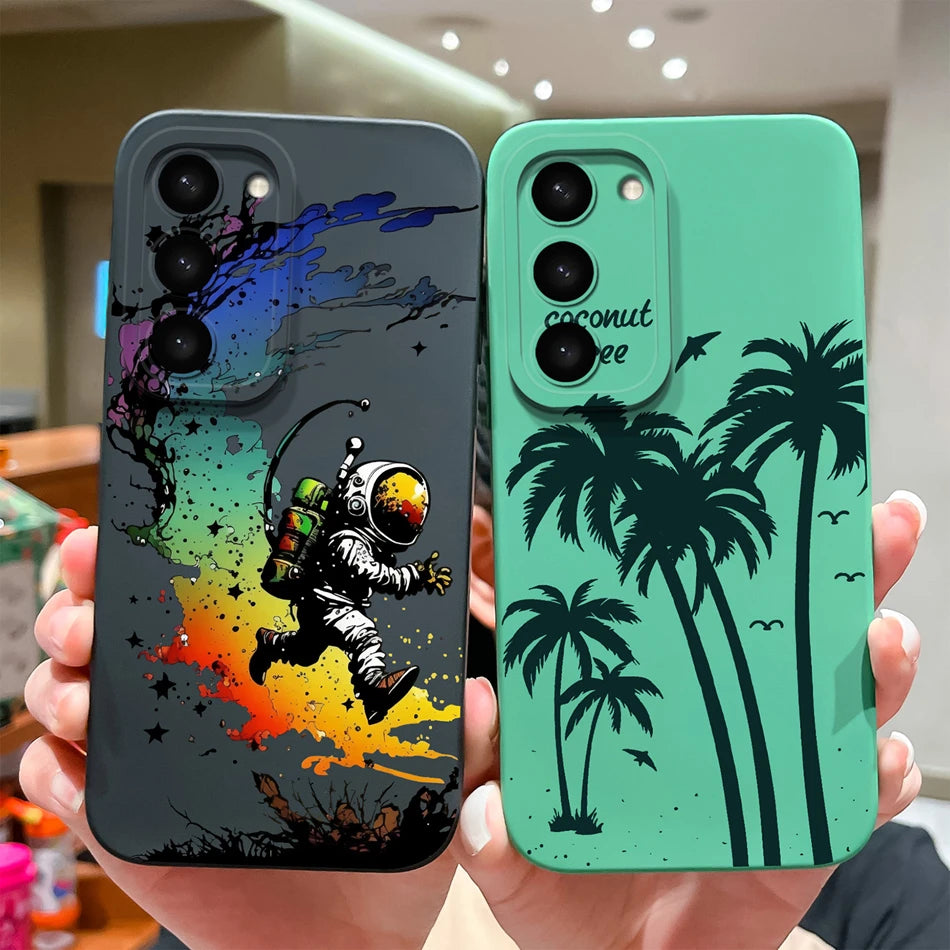 Case For Samsung S23 FE Plus Ultra Black Cat Phone Covers For Galaxy S 23 S23FE S23+ S23Ultra Soft Liqiud Silicone Back Shell