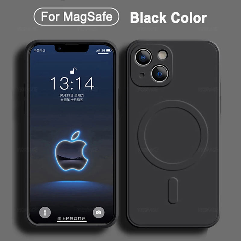 11Colors Magnetic Liquid Silicone Case For iPhone 16 Pro Max 7 8 Plus SE 2020 2022 Magsafe Wireless Charging Cover