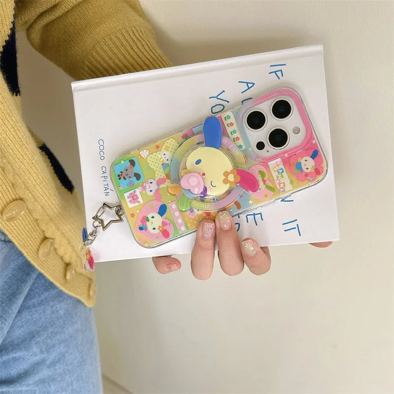 Rainbow Rabbit dopamine bunny art Phone case For magsafe iPhone 17 16 15 14 13 Pro Max Case Cute Luxury Cartoon shockproof Cover