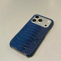 Luxury Glossy Crocodile Leather Texture Phone Case For iPhone 17 Air 16 15 14 Plus 13 11 12 Pro Max Frameless Shockproof  Cover