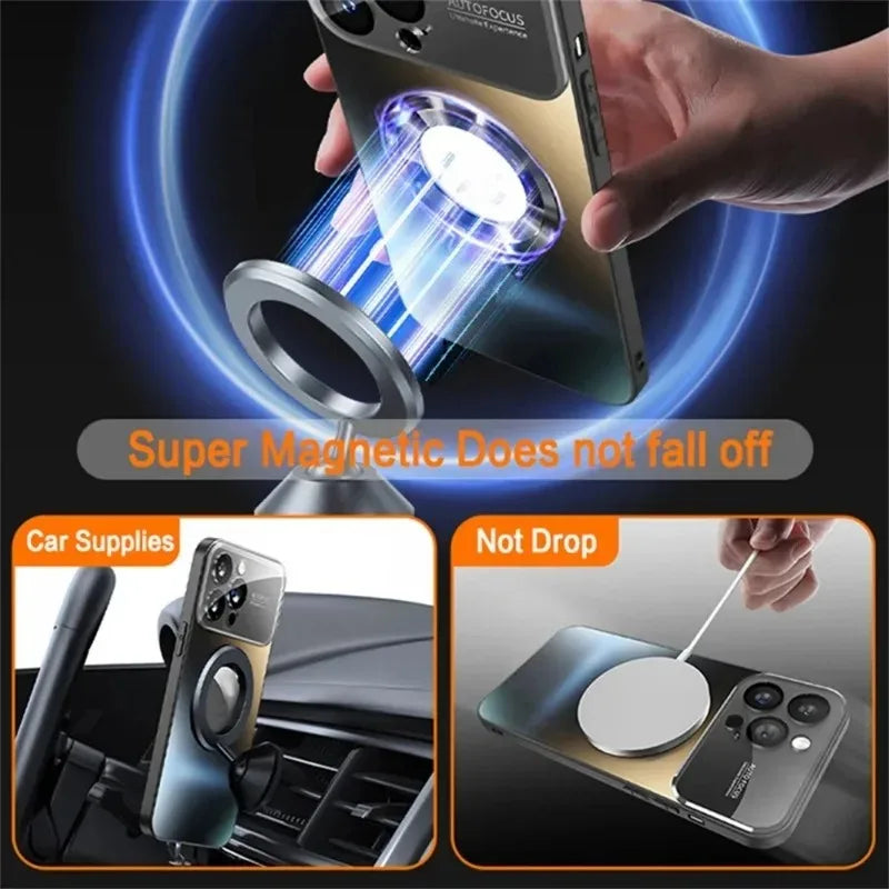 AG Matte Lens Glass Protect Magnetic Case For iPhone 17 16 11 12 13 14 Plus 15 Pro Max  Phone For Magsafe Wireless Charge Cover