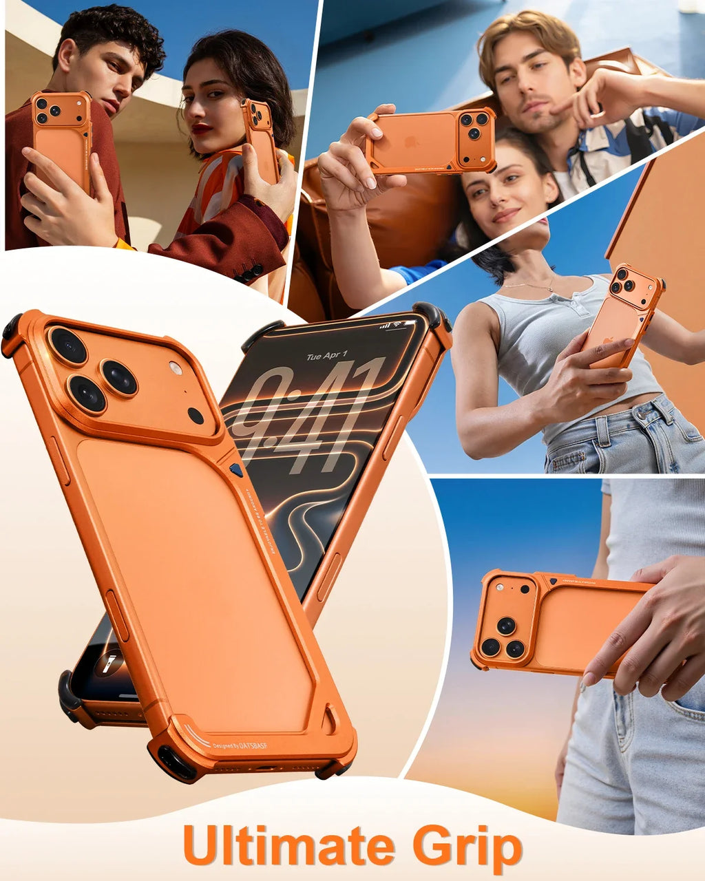 Eary Aluminum Metal Case for iPhone 17 Pro Max Slim Frameless Ultra-thin Shells Shockproof Drop Protection 9-Shaped Phone Cover