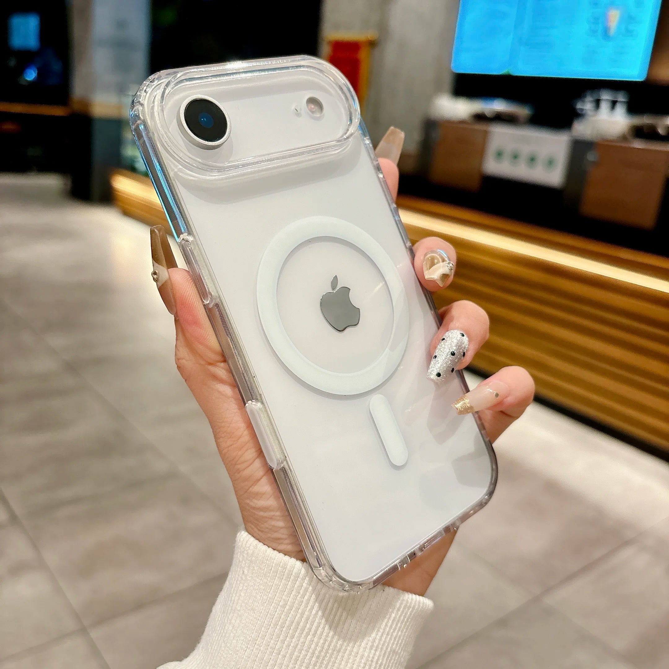 Luxury Clear Magnetic Phone Case for MagSafe for iPhone 17 16 Plus Pro Max Case Wireless Charging Cover With Camera Touch Button