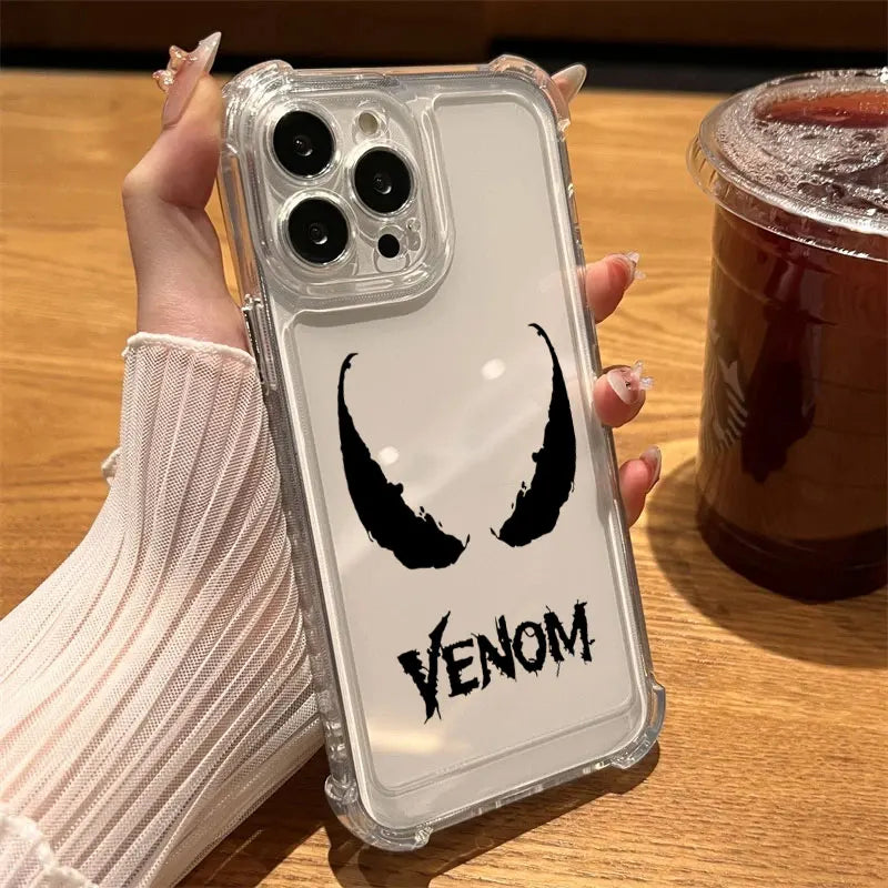 Marvel Hero Spiderman Venom Cool Clear Case For iPhone 17 16 15 14 13 12 11 Pro Max 16e 17e Air 13 15 Plus XS XR 7 8 Phone Cover