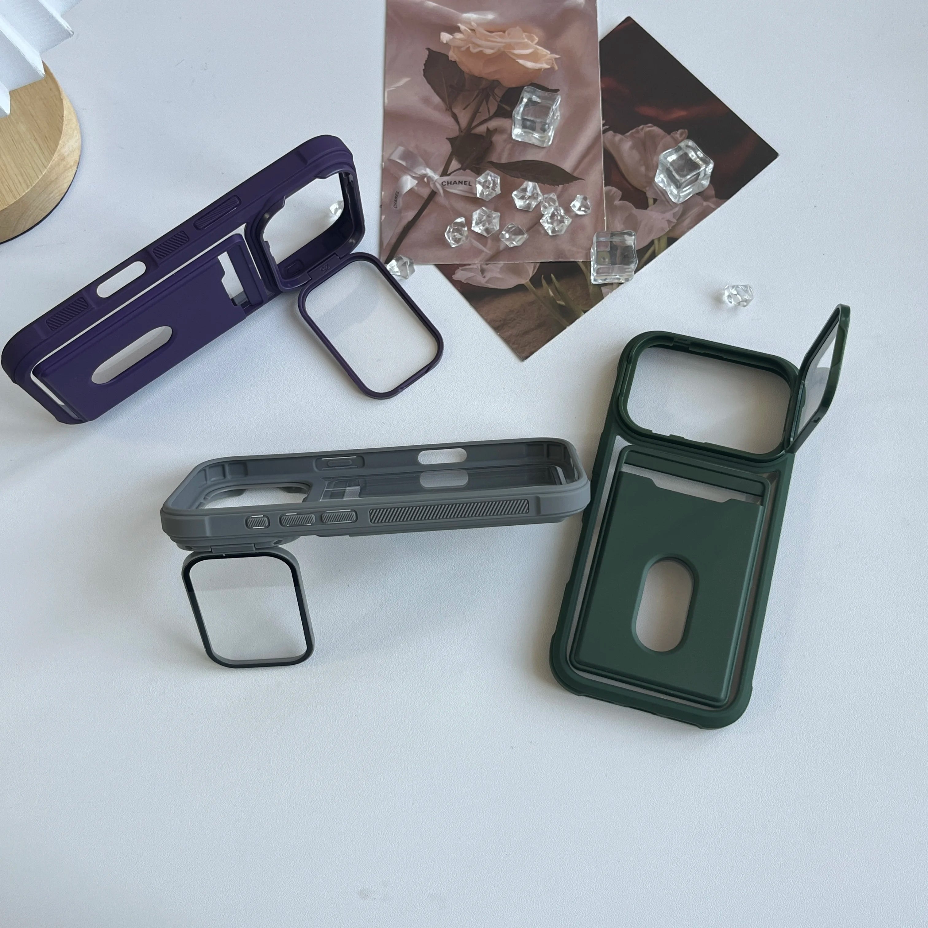 Luxury Card Holder Slot Wallet Photo Pocket Phone Case For iPhone 17 Air 16 15 14 Plus 13 12 11 Pro Max Glass Lens Bracket Cover