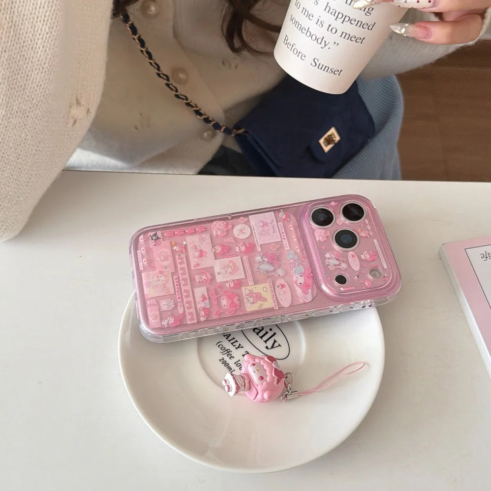 Luxury Double Layer Collage Melody Hot Sale Phone Case For iPhone 17 Pro 15 Pro 14 16 Pro Max Shockproof Protective Cute Cover