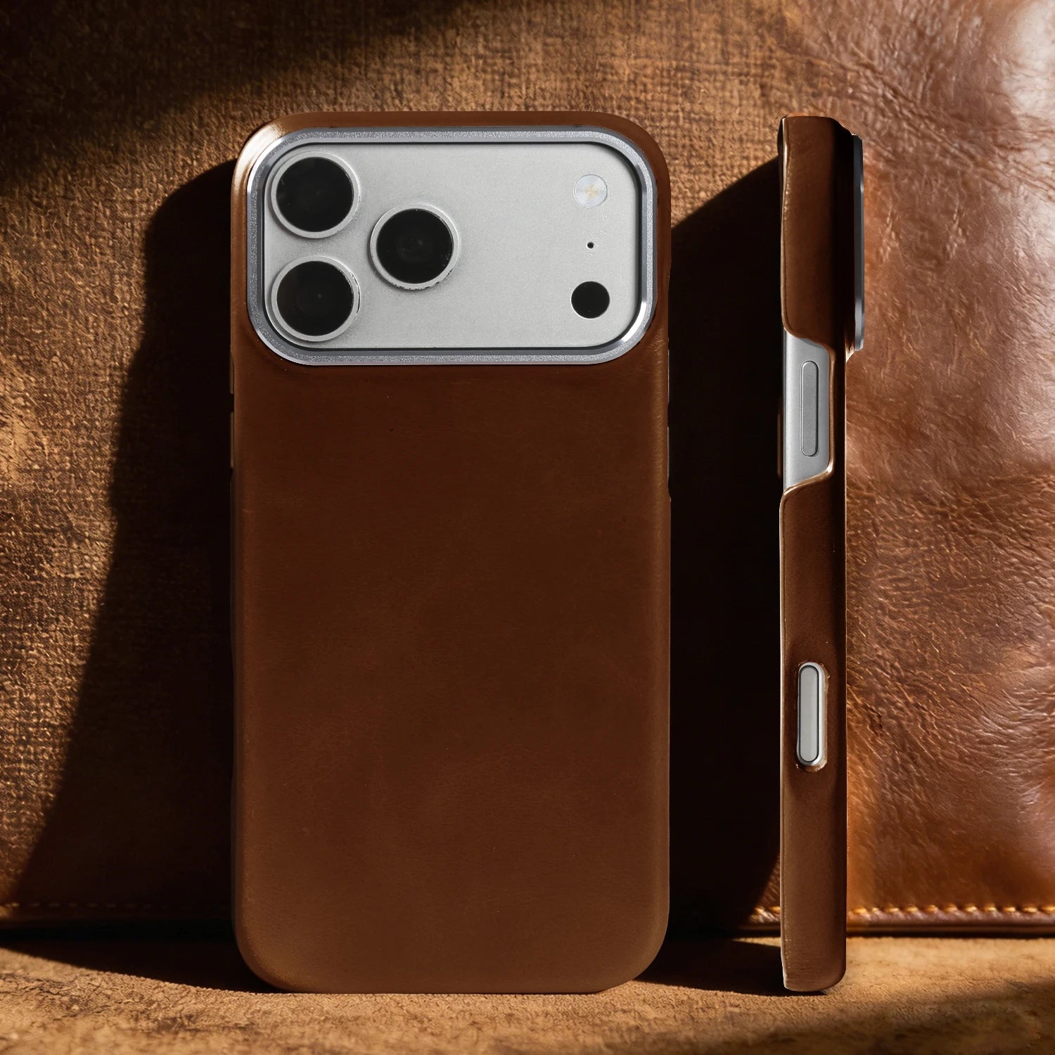 Oil Wax Luxury Genuine Leather Case For iphone 17 Pro Max Air 14 15 16 13 Phone Case Back Cover Coque Metal Camera Bumper Frame