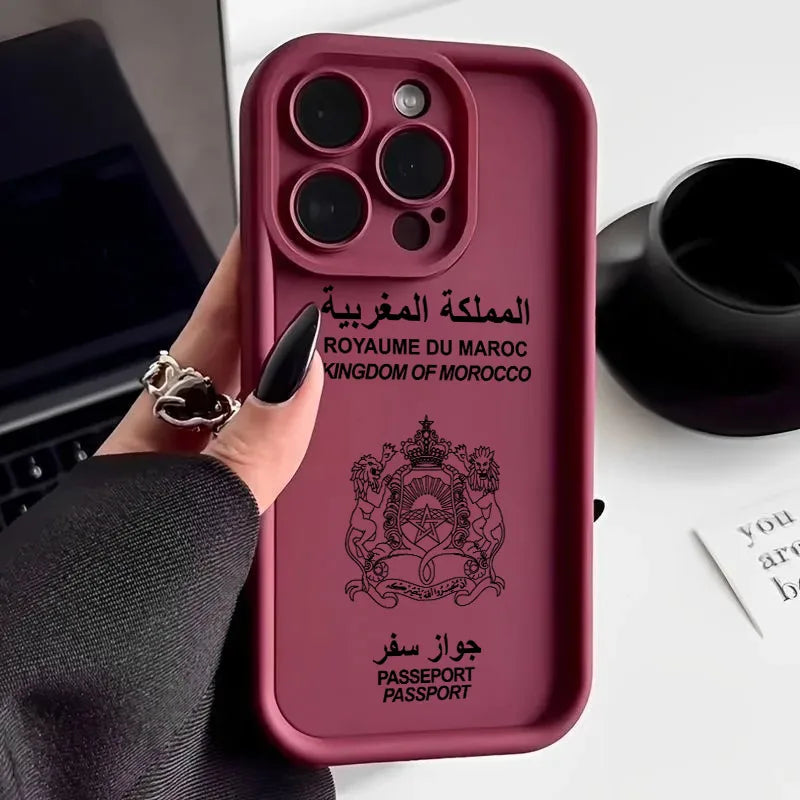 Morocco Flag Passport Lion Soft Silicone Case For iPhone 17 11 15 16 13 Pro Max 14 Plus 12 Pro 16E 17AIR Shockproof Phone Cover