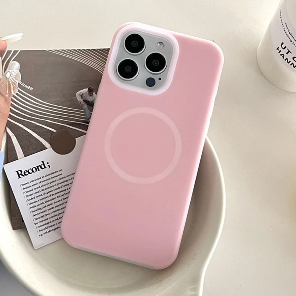 Fluorescent For Magsafe Liquid Silicone Phone Case For iPhone 15 14 11 12 13 16 17 Pro Max Shockproof Candy Colour Jelly Cover