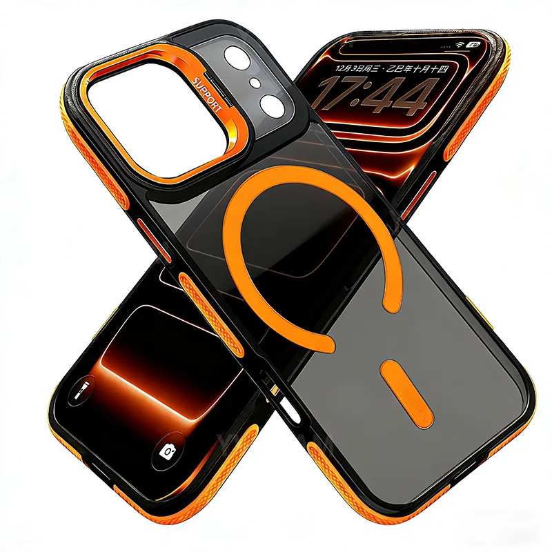 Luxury Matte Clear Back Magnetic Phone Case with Adjustable Kickstand Compatible For iPhone Air 17 ProMax 16 15 14 Plus 13 12 11