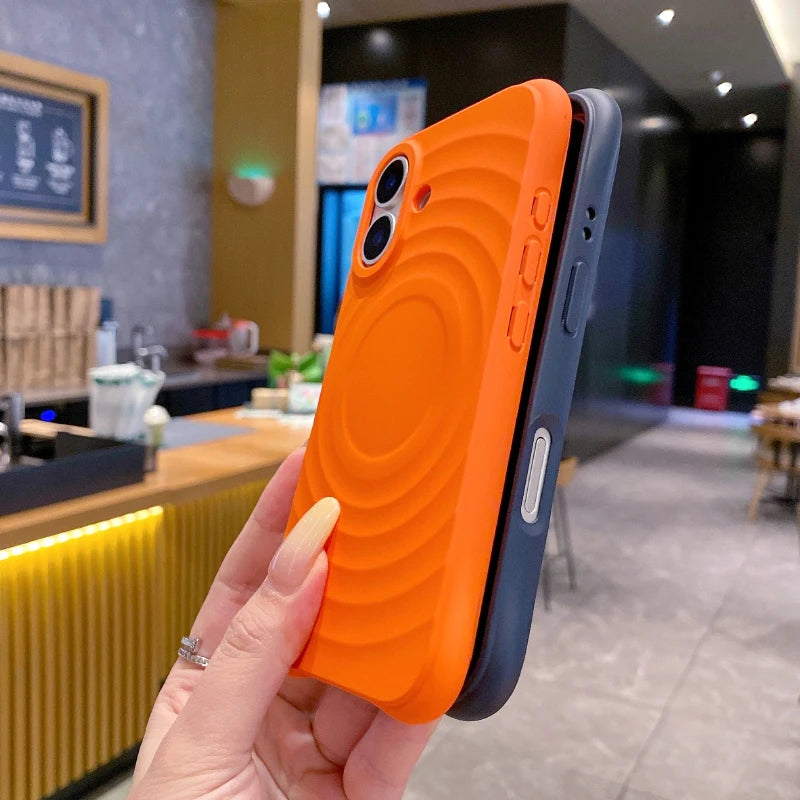 Water Ripple Silicone For Magsafe Wireless Charge Magnetic Phone Case For iPhone 17 Pro Max 15 14 13 16 Pro Max Soft Back Cover