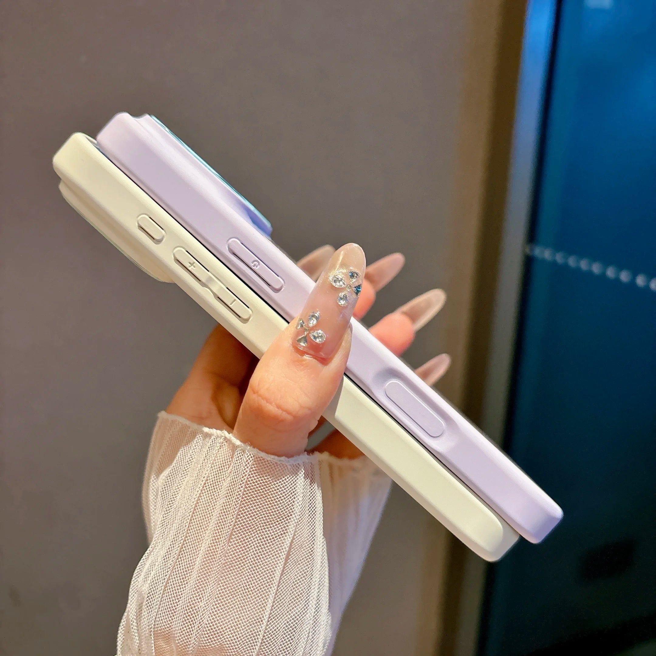 Fashion Candy Color Crystal Glass Lens Protect Phone Case For iPhone 17 16 15 14 Pro Max Contrasting Color Shockproof Back Cover