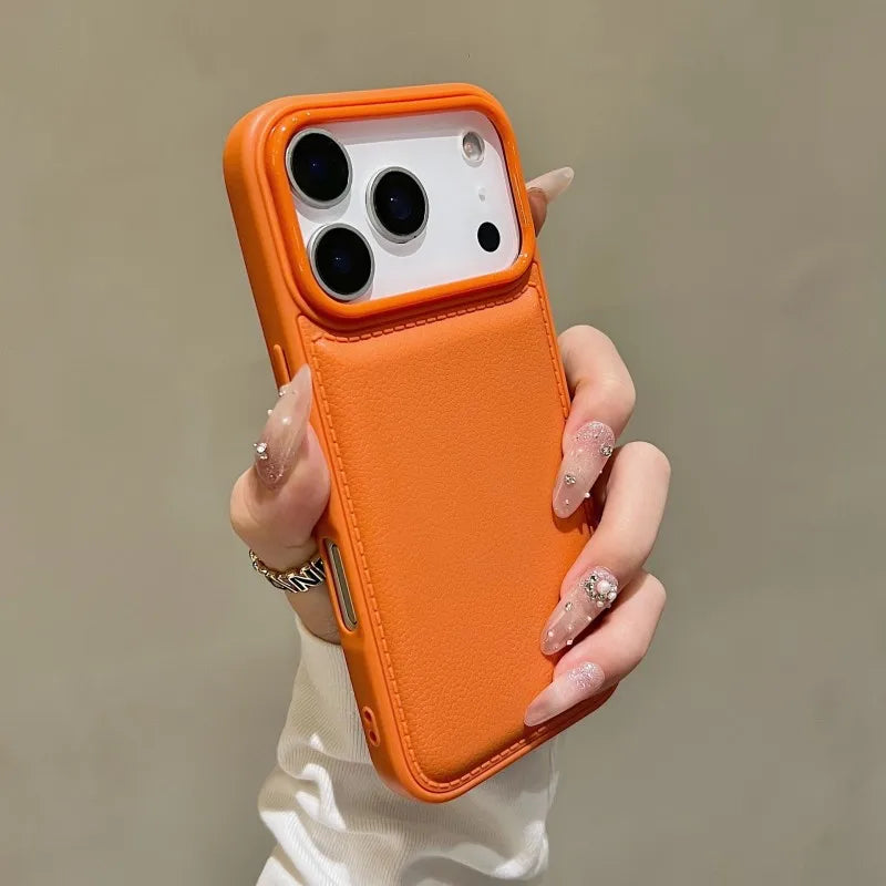 Korean ins Pink White and Blue Bulge Leather Phone Case For iPhone 17 AIR 16 15 14 13 12 11 Pro MAX Plus Y2K Shockproof Cover