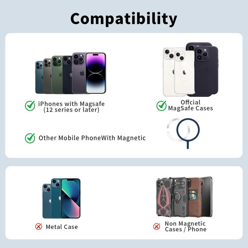 For Magsafe Leather Wallet Case For iPhone 17 16 15 Pro Max 14 Plus 13 12 Samsung Card Holder with Magnetic Leather Bag Covers